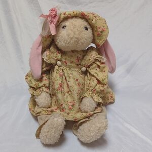 Vtg JCPenney 24" Large Floppy Ear Bunny Rabbit Easter Floral Dress & Sun Bonnet